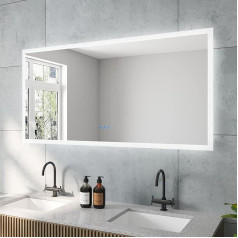 AQUABATOS Echos sērijas LED vannas istabas spogulis liels 140 x 70 cm ar apgaismojumu Silti balta 3000 K neitrāli balta 4500 K vēsā balta 6400 K sensora pieskāriena sensors aptumšojams sienas slēdzis pret miglošanos pret miglošanos spoguļa apsil