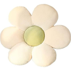 Zinsale Cute Flower Floor Cushion Ziedu spilvens Dekoratīvais spilvens Indijas istabas dekoru spilvens pusaudžiem Meitenes Plīša pildīta rotaļlieta bērnu lasīšanas stūrī Guļamistaba (bēšs ziedlapiņas + zaļa serde, 60 cm)