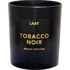 LAAY aromātiskā svece stiklā, Tobacco Noir, tabakas un vaniļas aromāts, dāvanu svece no sojas vaska, aromterapija mājai, 50 stundu degšanas laiks - 250 g