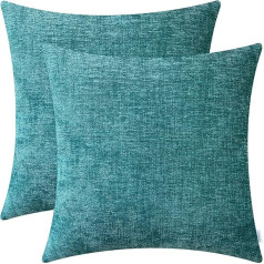 CaliTime 2 iepakojuma spilvenu pārvalki dīvānam un dīvānam Mājas dekors vienkrāsains mīksts šenils 24x24 collas (60x60cm) Teal