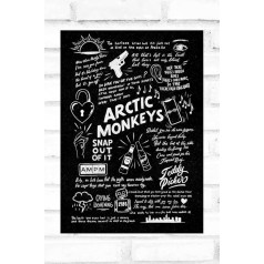 Hewson The Arctic Monkeys Doodle Lyric Plakāts - Arctic Monkeys Print Dāvanas - Arctic Monkeys Mākslas darbi Dāvana Arctic Monkeys mīļotājiem Mūzikas plakāts (A4 bez rāmja, melna tāfele)