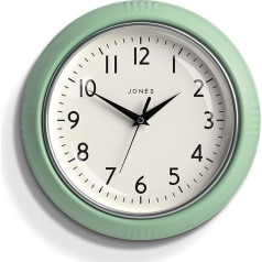 JONES CLOCKS® Retro kečupa sienas pulkstenis, kas lieliski piemērots virtuvei, mājas birojam, guļamistabai 25cm (Neo Mint)