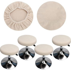 HuaLiSiJi Round Stool Cover, 4 aizsargpārsegi, apaļš elastīgs taburete, apaļš vāks, mazgājams, viegli kopjams, mīksts un izturīgs, piemērots 30 - 40 cm krēslam, bāra taburetei (4 gabali, balts)