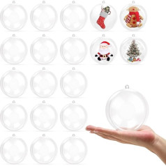 20 gab. caurspīdīgu plastmasas Ziemassvētku Baubles aizpildāms 8cm liels tukšs Baubles DIY amatniecības Ziemassvētku eglīte apdare