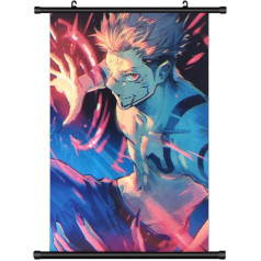 KARMA-X Liels 60 x 90 cm Jujutsu Kaisen Kakemono Scroll Picture Anime Manga Auduma plakāts Sienas plakāts Scroll Plakātu dekorēšana Sienas dekorēšana Dāvanu motīvs: Sakuna