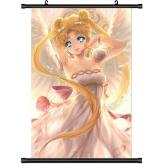 KARMA-X Liels 60 x 90 cm SailorMoon Kakemono Scroll Picture Anime Manga Auduma plakāts Sienas Scroll Plakāts Sienas dekorēšana Dāvanu motīvs: Mēness