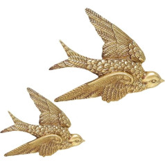 LIFKOME 2 gabali Resin Swallows Birds Wall Sculpture 3D Flying Birds Wall Art Sculpture Ceramic Hanging Swallows Sparrow Birds Wall Decoration (+ Large)