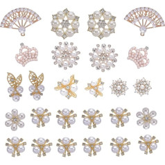 Mausouca 26 gab Pērļu rhinestone pogas, Crystal Beaded Flatback Pearl Embellishments amatniecības rotaslietas padarīt kāzu pušķis somas somas apavi kleita apdare