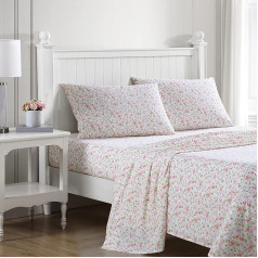 Laura Ashley kokvilnas Percale sega Cover Set King Size Viegls elpojošs mājas dekori (Norella Pink, King)