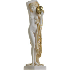 BeautifulGreekStatues Kaila dāma ar ūdens krūzi Alabastra skulptūra Zelta tonis 26 cm