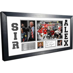 Sir Alex Ferguson Signed Mounted Photo Frame Manchester United Utd Ronaldo Beckham Cantona Giggs Rooney Scholes Football Plakāts