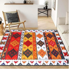 Rururug Paklājs Dzīvojamā istaba Īss kaudziņš 200 x 300 cm Boho paklājs Modernā dizaina ģeometrisks raksts, mīksts paklājs, liels, pretslīdošs paklājs, mazgājams istabas paklājs Sarkans, oranžs krāsojums.