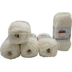 5 x 100 g Himalaya bambusa adāmadatas, 500 g adāmadatas vilnas ar 20% bambusa piedevu (krēmīgi balta 236-01)