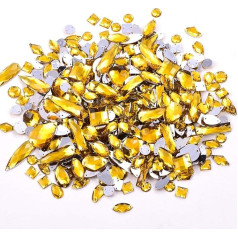 BLINGINBOX 300 gab./pake Mixed Shape Crystal Acrylic Rhinestones Sew On Rhinestone Sew On Rhinestone (Topaz)