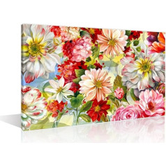 TISHIRON Dahlia Flower Wall Art Pictures Prints on Canvas Abstract Floral Modern Artwork Painting Wall Art for Living Room Office Gallery Wrapped Plakāti un izdrukas Framed Gatavs