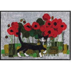 Salonloewe Rosina Wachtmeister paklājs Lifestyle Poppywalk 50x75 cm ieejas paklājs paklājs kaķi krāsaini ziedi mazgājams