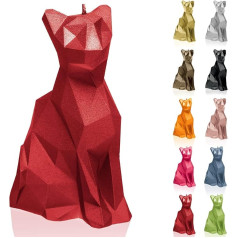 Candellana Handmade Cat Low Poly Candle Gift - Smieklīgi - Dekoratīvās sveces - Dekoratīvais dekors - Dāvanas draugiem - Kokvilnas dakts - Degšanas laiks 35 stundas - Sarkana svece