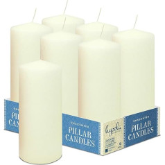 Hyoola Ivory Pillar Candles 7,5 x 17,5 cm - Nekoncentrētas sveces - lielas - 6 sveces, kas ilgi deg, ražotas ES