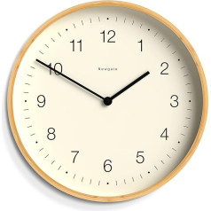 NEWGATE® Mauritius Bamboo Wall Clock, Medium Wall Clocks, Round Clock, Kitchen Clock, Modern Wall Clock, Clocks for Living Room, Office Clock, Bamboo Case, Scandi Style, Mongoose Dial