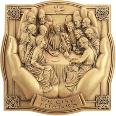 Design Toscano Sienas reljefs Thank You The Last Supper Sculptures Sienas skulptūras Resin Gold 5 x 25.5 x 25.5 cm