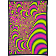 PSYWORK Black Light Auduma Plakāts Neona Fraktāls Dimensija II 0,5 x 0,7 m UV-Active Fluorescējoša Sienas Hanging Auduma Banner Plakāts Sienas Māksla Print Dekoratīvais attēls Dekoratīvais dekorēšana Gobelēns