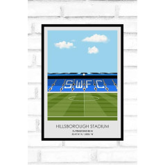 Hewson's Gifts Sheffield Wednesday United Football Stadium Print - Dāvana futbola faniem - Dāvana tēvam, brālim, dēlam - Stadium Print (Sheffield Wednesday, A4 Size, Hillsborough)