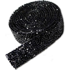 Rhinestone Embellishment Bling Crystal Rhinestones Hotfix Applique DIY Kāzu kleita Embellishment Tālrunis Sienas Automašīna Dators Bag apdare 3ft x 0,8 collu Black