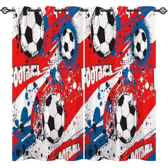 ANHOPE Futbola aizkari Grommet Soft Thermal Insulated Blackout aizkari Abstraktā sporta tēma Futbols Print Ring Top Logu aizkari Kids Boys Guļamistaba Dzīvojamā istaba 46 x