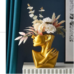 Radošums Vāzes dekorēšana, Modern Vase Face Statue Juvelierizstrādājumi Stand Flower Pot Art Decoration Mājas dekorēšana Puķu vāzes Pampas Grass Dzīvojamā istaba Guļamistaba (Zelta)