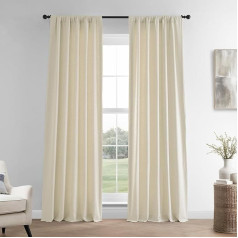 HPD Half Price Drapes Franču lina aizkari telpu dekorēšanai, gaismas filtrēšanas, 127 x 274 cm (1 panelis), LN-XS1706-108, antikvariāts, ziloņkaula krāsā, kokvilna, 127 x 274 cm