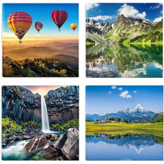 DìMò ART Modern Pictures Landscape Hot Air Balloons 4 gabali 30 x 30 cm katrs Drukāt uz audekla Klasiskās mākslas mēbeles virtuvei, guļamistabai, dzīvojamai istabai, bāram, birojam, restorānam