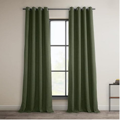 HPD Half Price Drapes BOCH-LN185-GR Aizkari ar caurlaidēm (1 panelis), 50 x 108 cm, Toskānas zaļš, viesistabai un guļamistabai