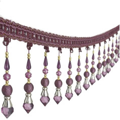 Sunbe Shines Beaded Fringe Trim Long Beaded Tassel Curtain Trim for Cover Decorative 3M (Purple)