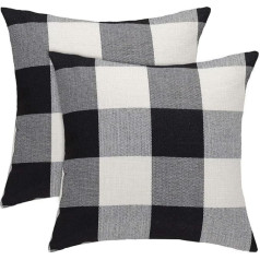 Sourcing Map Buffalo Check Plaid Throw spilvenu Covers kokvilnas lina Classic Retro Country Home Dekoratīvie kvadrātveida spilvenu pārvalki dīvāna guļamistaba auto melns balts 18 x 18 collu