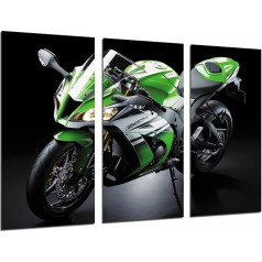 Mūsdienu sienu gleznojums foto motocikls Kawasaki ZX-10R Green Street, 97 x 62 cm ref. 26669