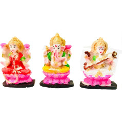 Laxmi Ganesh Sarasvati Statue Lakshmi Ganesh Idol Laxmi Ganesh Murti Idol Marmora skulptūra Ganpati Ji Murti par Diwali Deepawali Pooja Puja Deewali Indijas dāvanu priekšmets Augstums 8.3cm