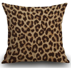 Smooffly Classic Brown Leopard Print Throw spilvens Case Dekoratīvie lina auduma kvadrātveida abpusējas drukāšanas spilvenu pārvalks mājas birojam dīvāns dīvāns auto dārzs 45x45cm