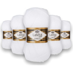 LaVita dzija CHELLS, 5 gabali, 100% akrils, 1 bumba 100 g, 170 m (9501-White)