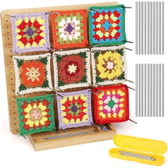 Aeelike Koka Granny Square spriegotājs, liels, 29 cm bloķēšanas dēlis, tamborēšanas dēlis ar iedziļinātu statīvu, izturīgs bloķēšanas dēlis Granny Square izmēram