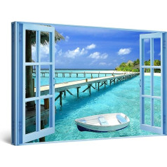 Startonight Pictures The Window to the Water Paradise, Audekls Pictures Modern Art, ainava Sienas Dekorācijas Art Prints, Sienas Attēli 60 x 90 cm, Dienas Nakts Picture