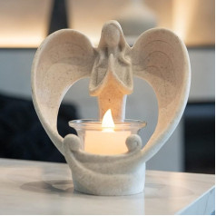 GloBrite Tealight Holder Angel Figurines Sympathy Gift Loving Loved One with Flickering LED Candle, траур, похороны, память, воспоминания и украшение дома