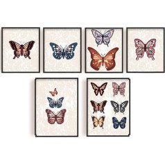 SUPERDANT Butterfly Wall Art Prints krāsains Vintage Butterfly Canvas Art Butterfly Retro Nature Aesthetic Plakāts studentu kopmītņu istaba Preppy Room Dzīvojamā istaba apdare