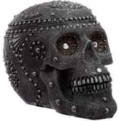 Beaded Skull Black with Black Beads Gothic Decoration