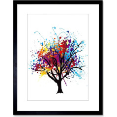 Wee Blue Coo 9x7'' PAINT SPLAT ABSTRACT TREE RAINBOW FRAMED ART PRINT PICTURE PHOTO F97X641