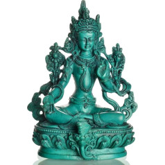 BUDDHAFIGUREN/Billy Held Zaļā Tara Budas statuete, sveķi, tirkīza, 15 cm