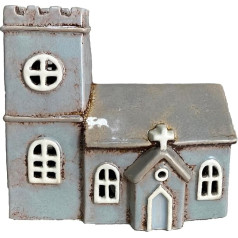 Shudehill Giftware Village Pottery Norman Church Tealight Holder, pelēks