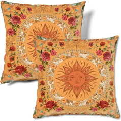 HMS Happy Memorievets Velvet Throw Spilvens Covers Square Dekoratīvie spilvens Cover 18 x 18 collu 2 Pack dīvāns dīvāns gulta dzīvojamā istaba guļamistaba (Yellow Sun Rose)