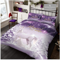 Gaveno Cavailia Luxury Quality Xmas Be A Unicorn Christmas Duvet Cover, Premium Soft and Cozy Shiny Bedding Set, King Size, Purple, Polyester, Purple, Double