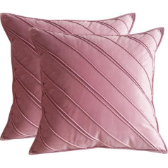 Lutanky Velvet Throw spilvenu pārvalki Dekoratīvie kvadrātveida pleds dizaina eleganti spilvenu pārvalki dīvāna gultai Dzīvojamā istaba (Pink Stripe) 18 x 18 collas, 2 iepakojums)