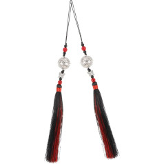 OHPHCALL 2gab Tassel piekariņš ķīniešu ornaments Miniature apdare Antique Tassel piekariņš ķīniešu Lucky Charm Atslēgu piekariņš Tassel Auto ragi Poliesters Red Charm atpakaļskata spogulis